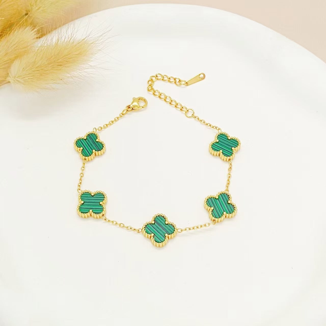 Luxury Four-Leaf Clover Chain Bracelet - Minimalist Lucky Flower Jewelry