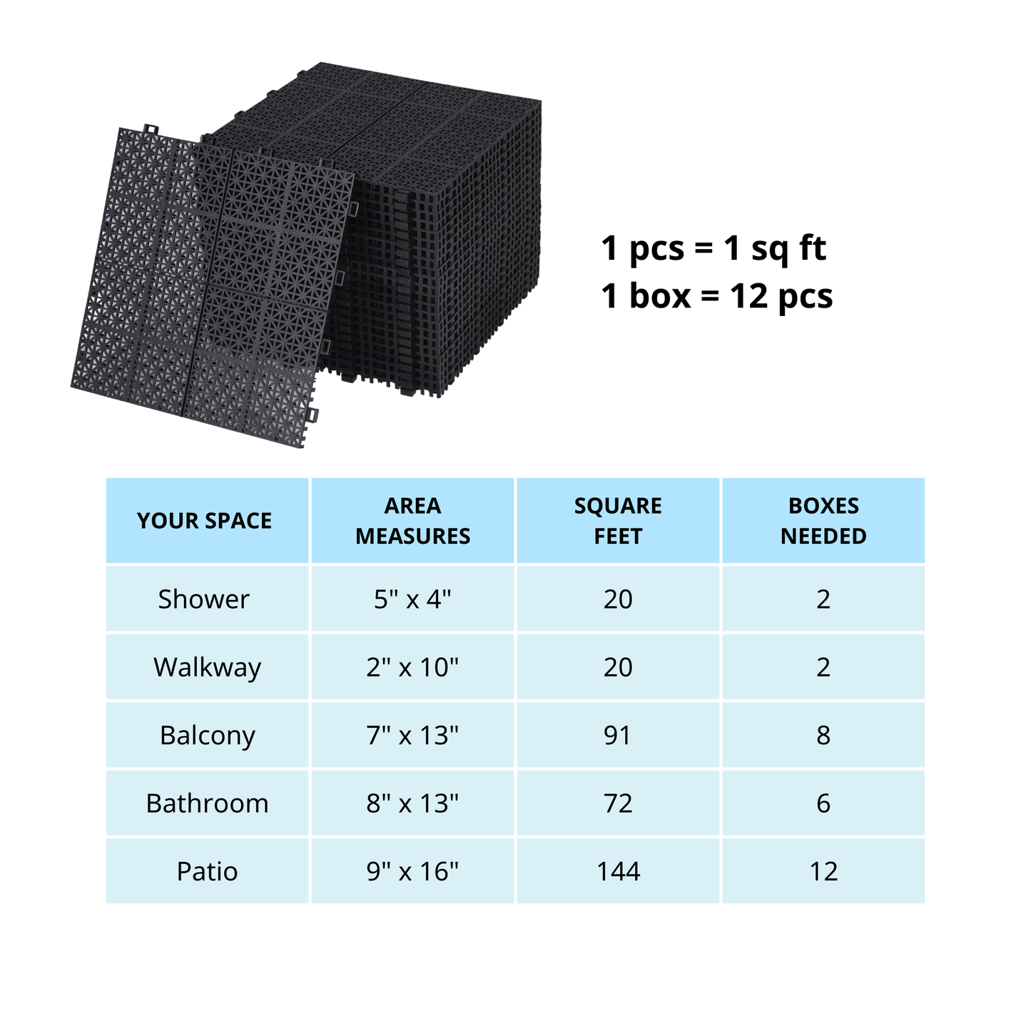 Non-Slip Drainage Floor Tiles for Showers, Patios, and Balconies