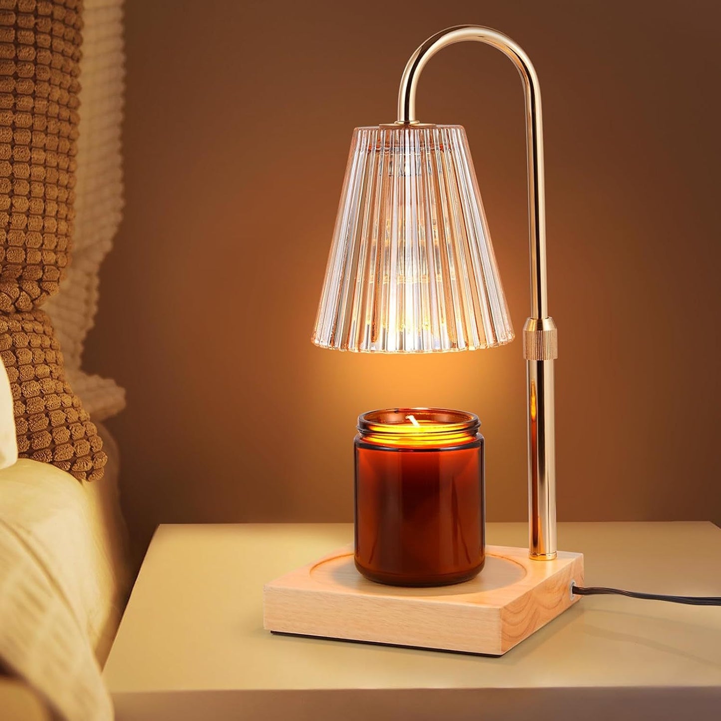 Electric Candle Warmer Lamp with Timer - Adjustable Height & Dimmable Wax Melt Light for Home Aromatherapy