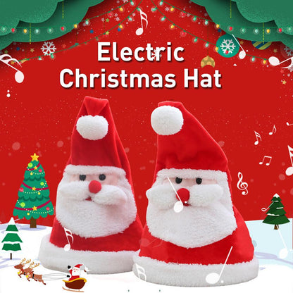 Electric Moving Christmas Santa Plush Toy | Light-Emitting & Singing Kawaii Xmas Hat