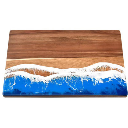 Luxury Ocean Wave Resin Art Serving Board - Handmade Wooden Cheese & Charcuterie Tray