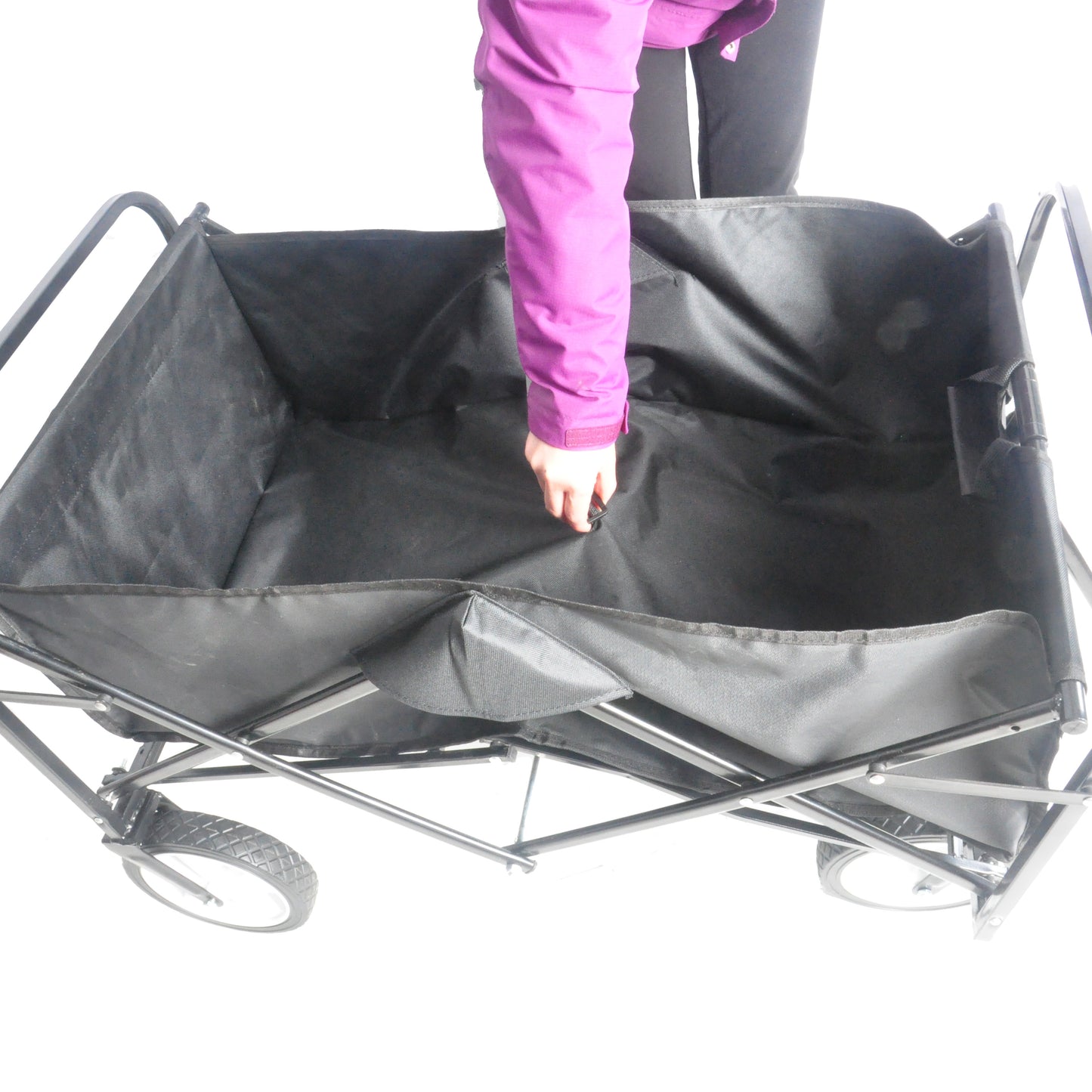 Folding Wagon Garden Shopping Beach Cart – Heavy Duty Black Utility Cart