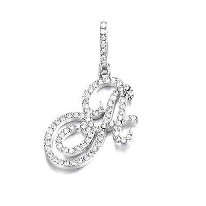 Iced Out Initial Letter Pendant Cuban Chain Necklace