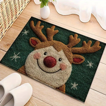 Festive Gingerbread & Reindeer Christmas Welcome Mat - Non-Slip 40x60cm