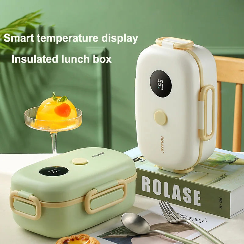 Smart LCD Temperature Display Insulated Lunch Box - Portable Thermal Food Container for Travel & Office