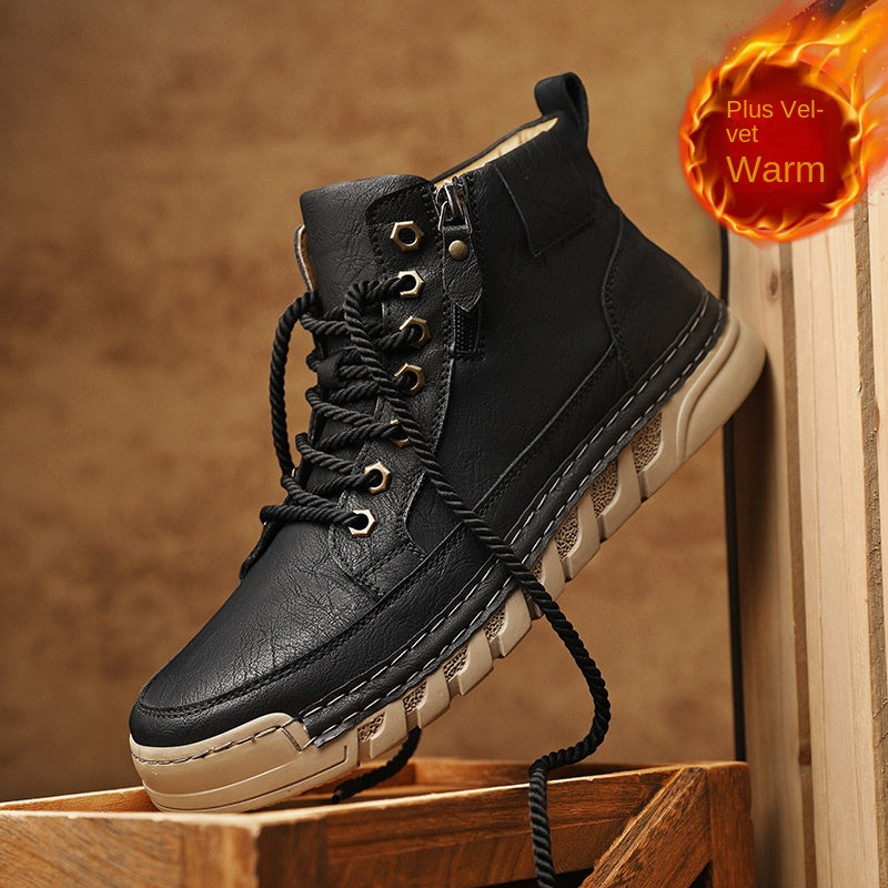 Premium Outdoor Martin Boots for Men – Trendy Thick Sole Mid-Cut Autumn & Winter Fashion Boots