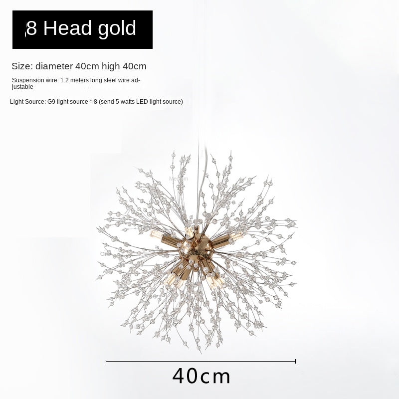 Modern Nordic Dandelion Chandelier - Luxury Crystal Fireworks Pendant Light for Bedroom & Living Room