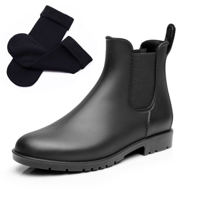 Women's Short Rain Boots - Waterproof Anti-Slip Chelsea Water Boots