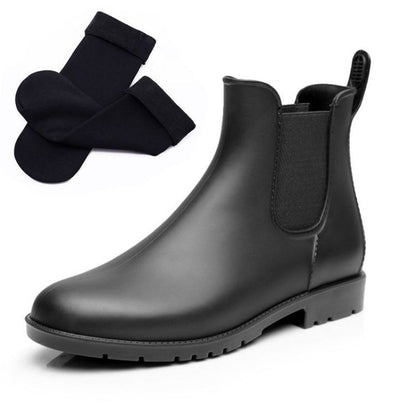 Women's Short Rain Boots - Waterproof Anti-Slip Chelsea Water Boots
