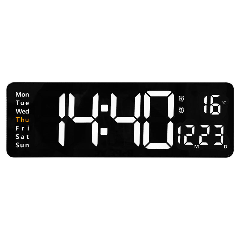 Modern RGB Digital Wall Mount Clock with Dual Alarms & Memory Function