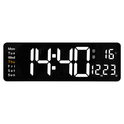 Modern RGB Digital Wall Mount Clock with Dual Alarms & Memory Function