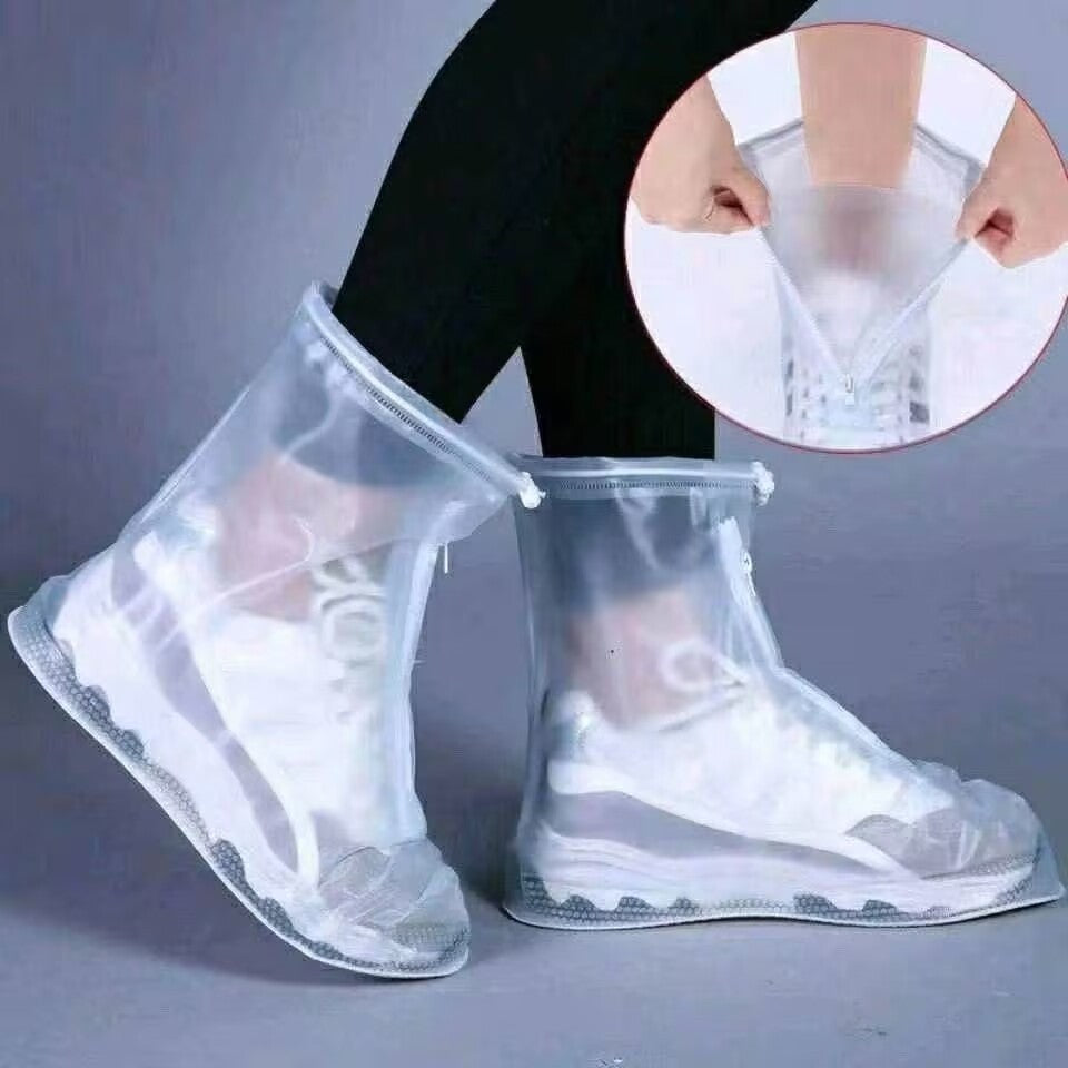 Waterproof Shoe Covers with Zipper | Thickened PVC Rain Boot Covers