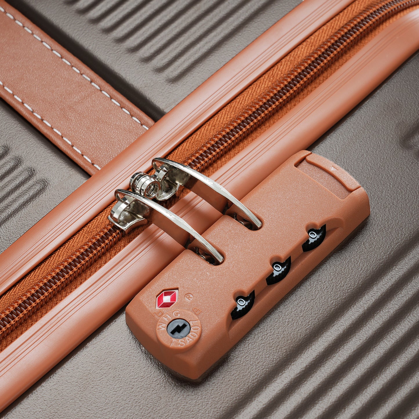 3-Piece Hardshell ABS Suitcase Set with Double Spinner Wheels & TSA Lock - Copper