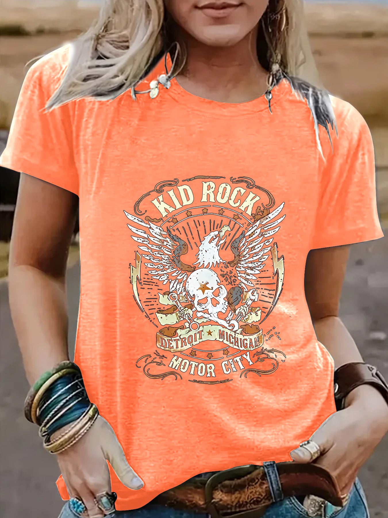 Vintage Eagle Pattern Round Neck Short Sleeved T-Shirt | Graphic Print Top for Men/Women