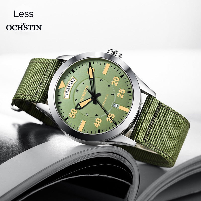 Luxury Automatic Men's Watch - Water-Resistant Mechanical Wristwatch with Nylon Strap
