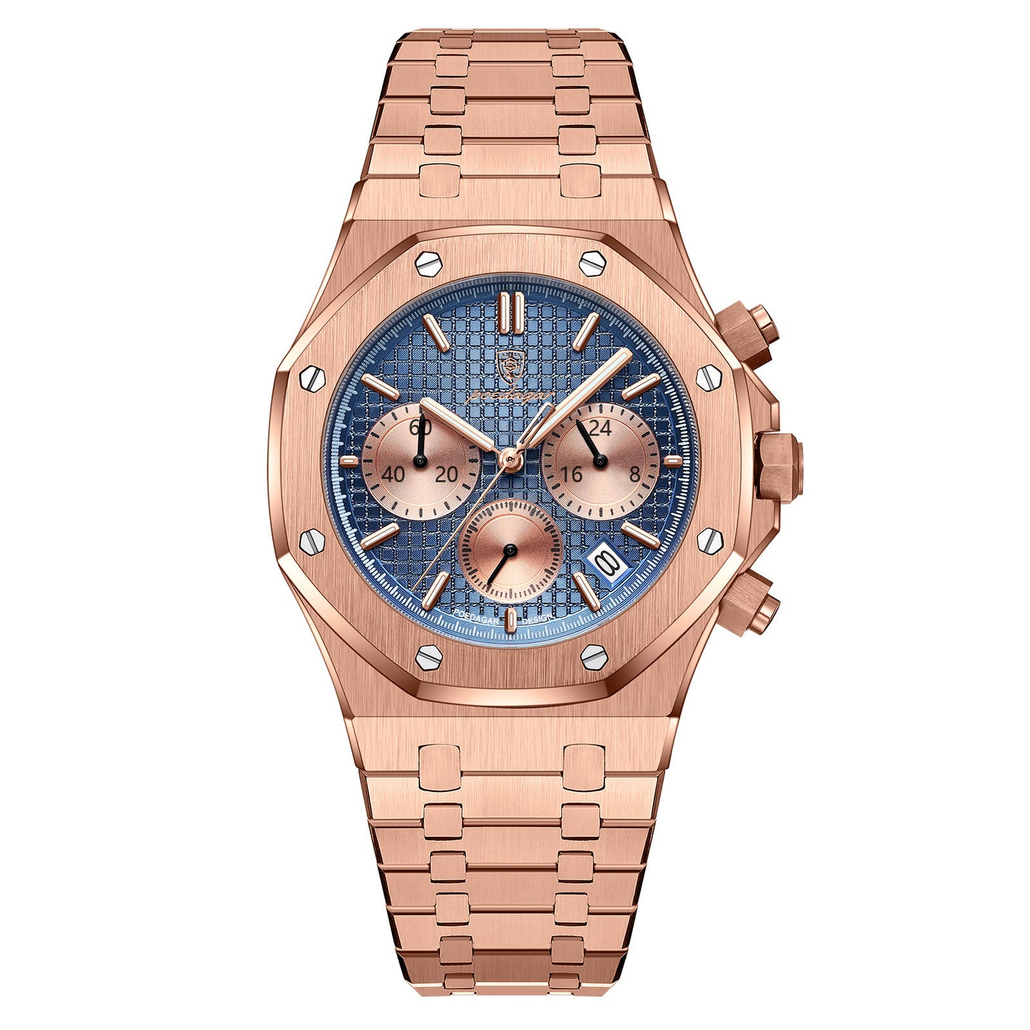 Luxury Men's Chronograph Quartz Watch - Stainless Steel Sports Wristwatch