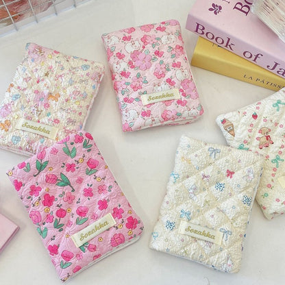 Cute Embossed Cartoon Passport Protection Cover - Quilted Fabric Travel Document Bag & Card Holder