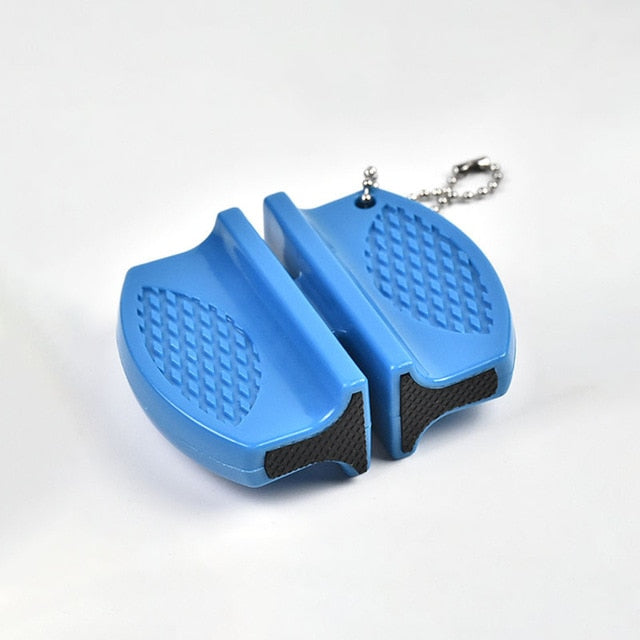 ONEUP Mini Portable Knife Sharpener - Two-Stage Tungsten & Ceramic Rod Sharpener with Butterfly Grip (Quick & Easy Sharpening)