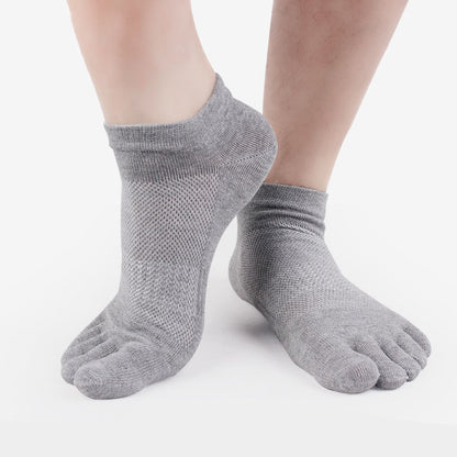 Premium 100% Cotton Five-Finger Socks for Men - Breathable Mesh Summer Socks