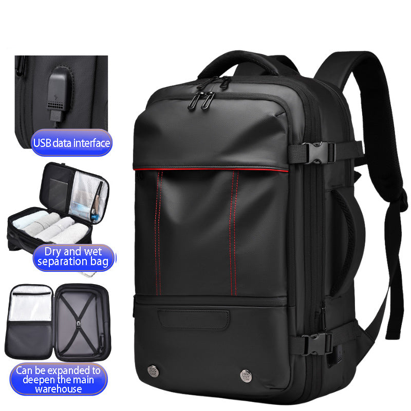 Men's Large Capacity Business Travel Backpack with Expansion and Vacuum Compression