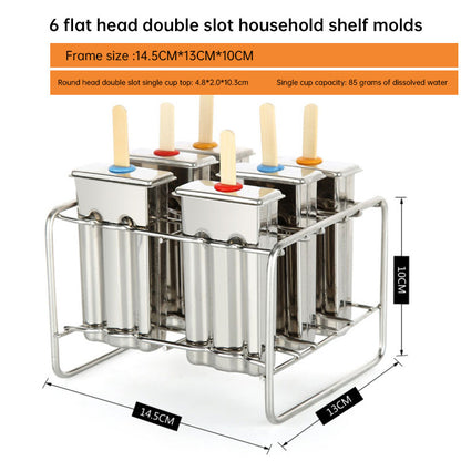 Household 304 Stainless Steel Ice Cream Popsicle Mold Set with Rack