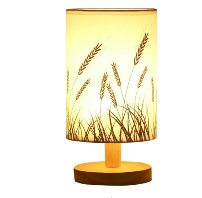 Nordic Wooden LED Table Lamp – Elegant Linen Night Light with USB Power for Bedroom & Office