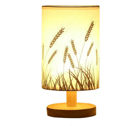 Nordic Wooden LED Table Lamp – Elegant Linen Night Light with USB Power for Bedroom & Office