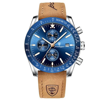 Multi-Functional Blue Dial Men's Business Watch - Premium Sports Watch with Silicone Strap