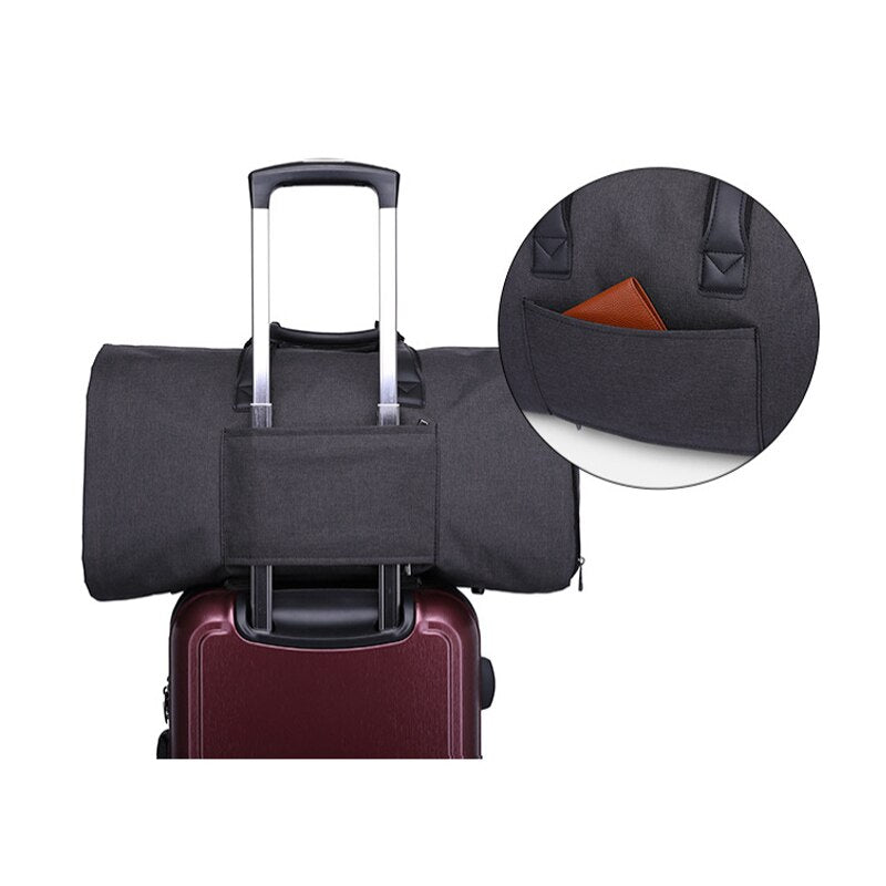 Convertible Travel Garment Duffel Bag - Large Capacity Suit Storage Tote with Shoe Compartment