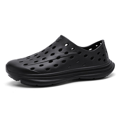 Men's Hollow Hole Beach Shoes - Fashionable Casual Soft Soled One Foot Sandals