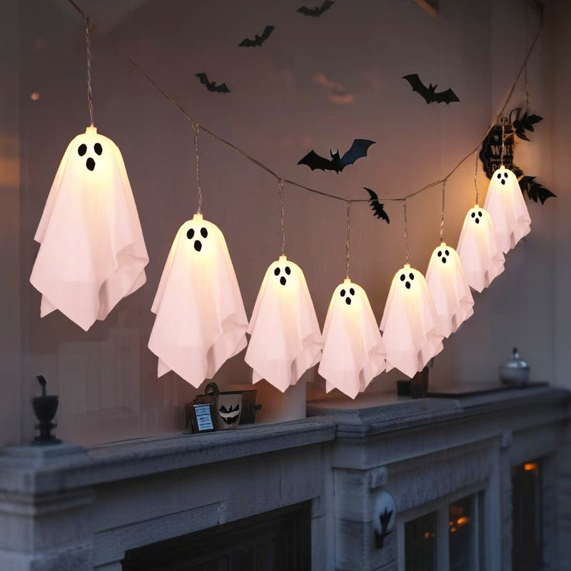 Halloween Ghost String Lights with 8 Modes / Waterproof Indoor/Outdoor Decor for Haunted House, Party, and Porch