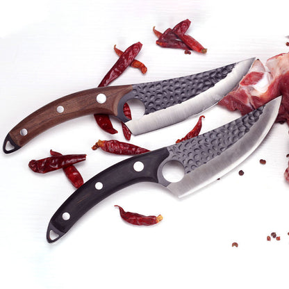 Professional Handmade Forged Butcher Knife - 5.5" High Clad Steel Boning Knife with Leather Sheath (Serbian Style Chef Knife)