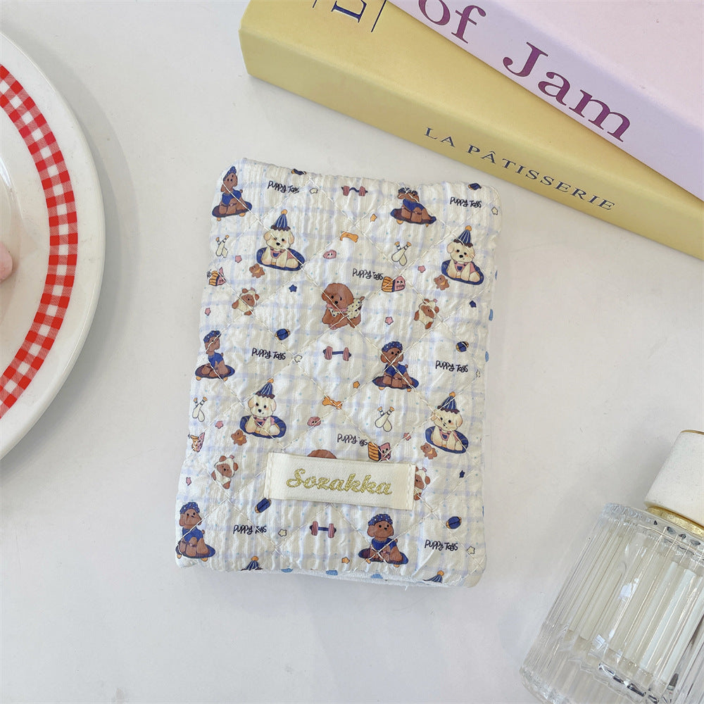 Cute Embossed Cartoon Passport Protection Cover - Quilted Fabric Travel Document Bag & Card Holder
