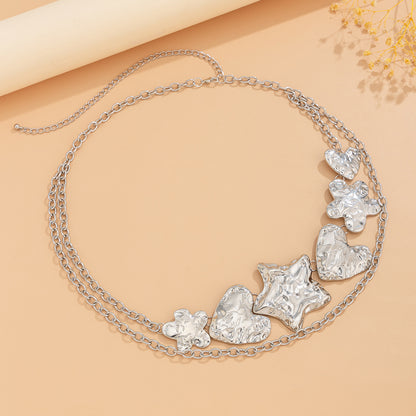 Exaggerated Punk Starfish/Flower Metal Body Chain Belt - Sexy Waist Jewelry