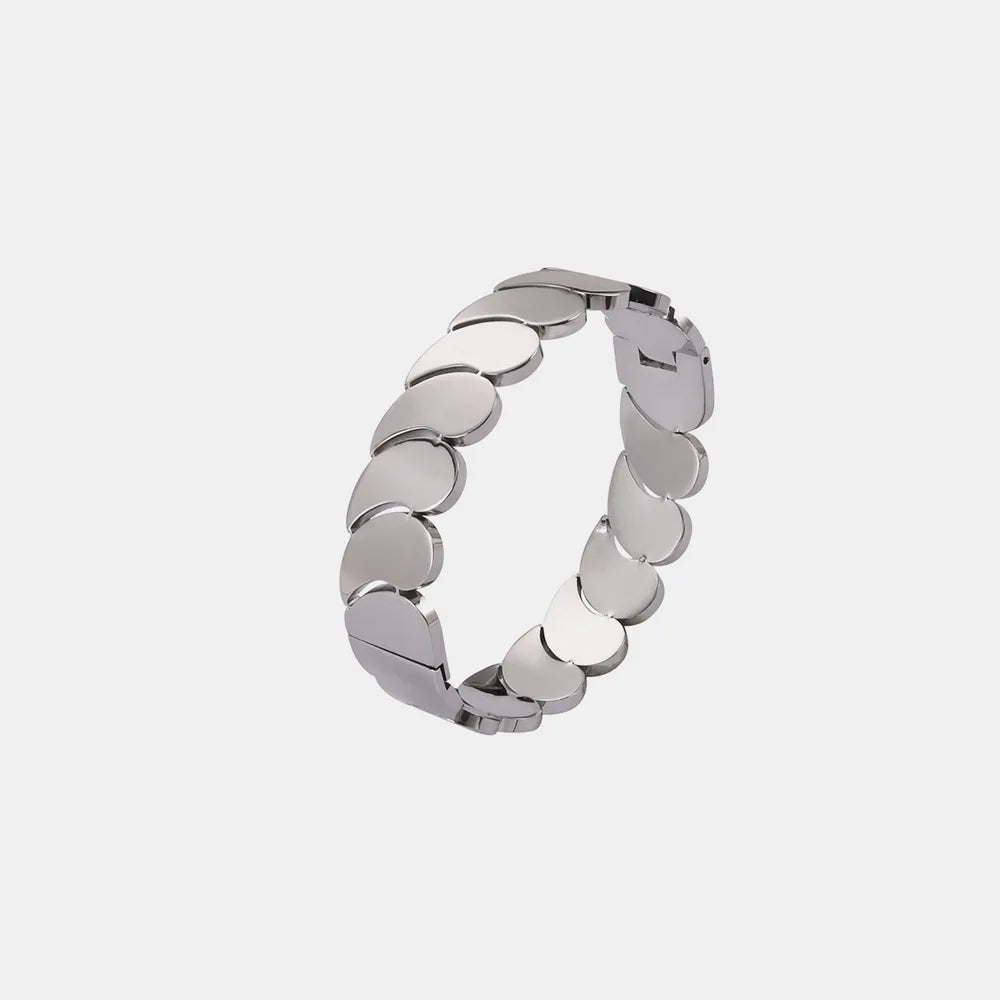 Luxury Titanium Steel Cuff Bangle & Link Bracelet Set for Women