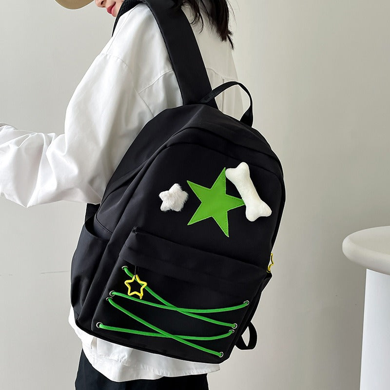 Japanese Cute Five-Pointed Star Backpack - Kawaii Ins College Student Schoolbag & High School Bag