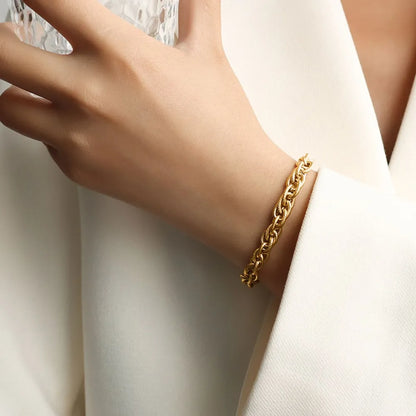 Elegant Titanium Steel Thick Chain Link Bracelet for Women
