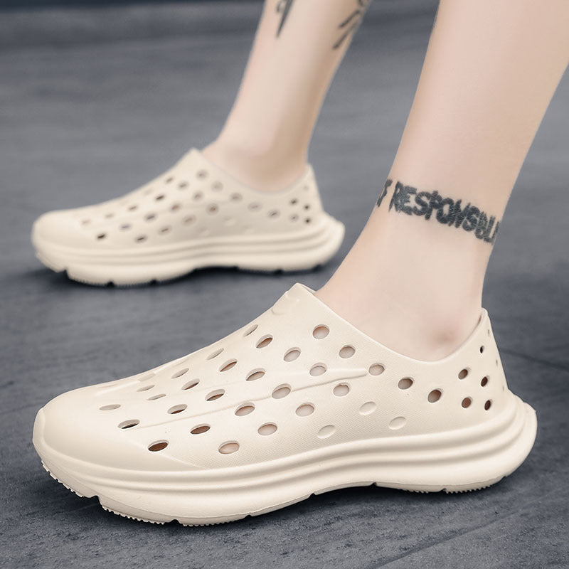 Men's Hollow Hole Beach Shoes - Fashionable Casual Soft Soled One Foot Sandals