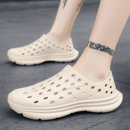 Men's Hollow Hole Beach Shoes - Fashionable Casual Soft Soled One Foot Sandals