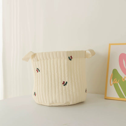 Cute Quilted Baby Storage Basket - Multi-Purpose Toy & Diaper Organizer Bag