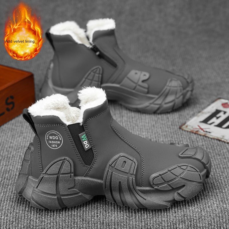 Heavy Duty Men's Waterproof Martin Boots – Anti-Slip Labor Protection Shoes with Plush Warm Lining