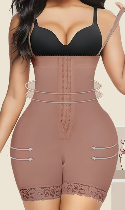Seamless High Waisted Body Shaper Jumpsuit with Zipper | Tummy Control & Waist Cincher