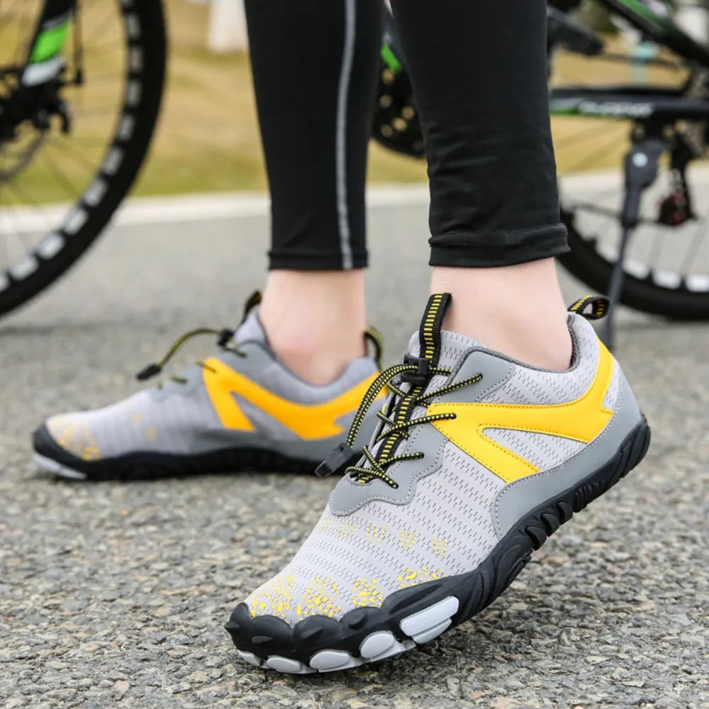 Men's Breathable Mesh Athletic Shoes - Elastic Lock Laces Contrast Sports Sneakers