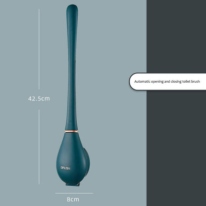 Wall-Mounted Silicone Toilet Brush with Quick-Drying Holder – Long Handle Soft Bristle Scrubber for Deep Cleaning