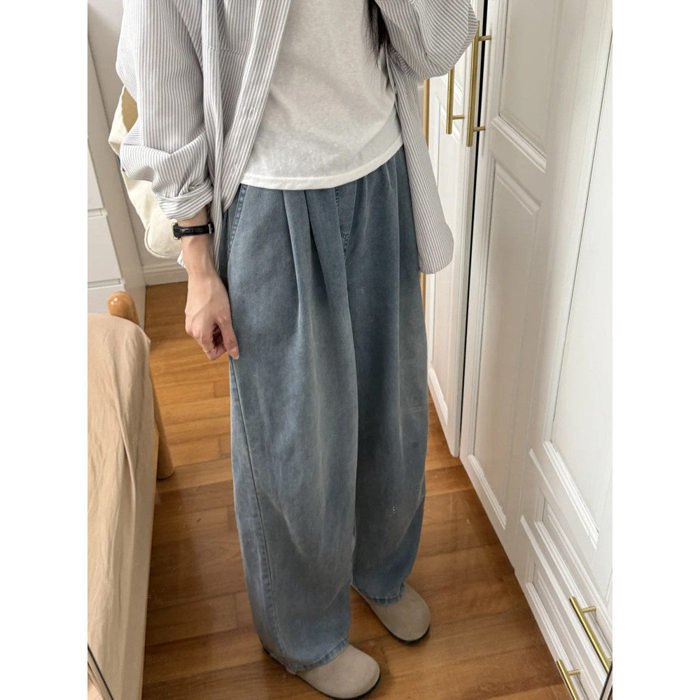 Premium High-Waisted Elastic Waist Tencil Denim Pants for Women