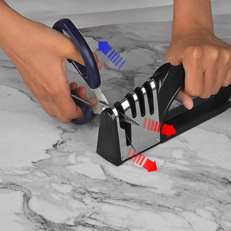 4-in-1 Manual Kitchen Knife Sharpener with Non-Slip Base