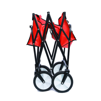 Folding Wagon Garden Shopping Beach Cart – Heavy Duty Red Utility Cart