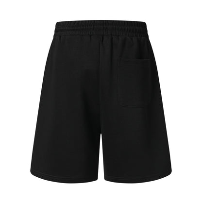 Trendy High-Waisted Athletic Shorts with Curved Embroidery