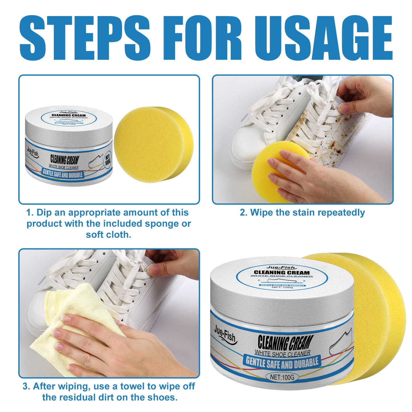 Ultimate White Shoes Cleaning Cream – Instant Decontamination & Whitening Paste for Sneakers & Canvas Shoes