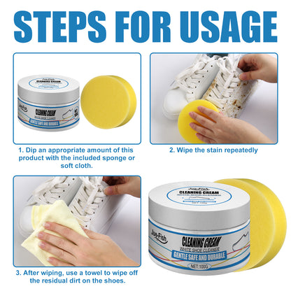 Ultimate White Shoes Cleaning Cream – Instant Decontamination & Whitening Paste for Sneakers & Canvas Shoes